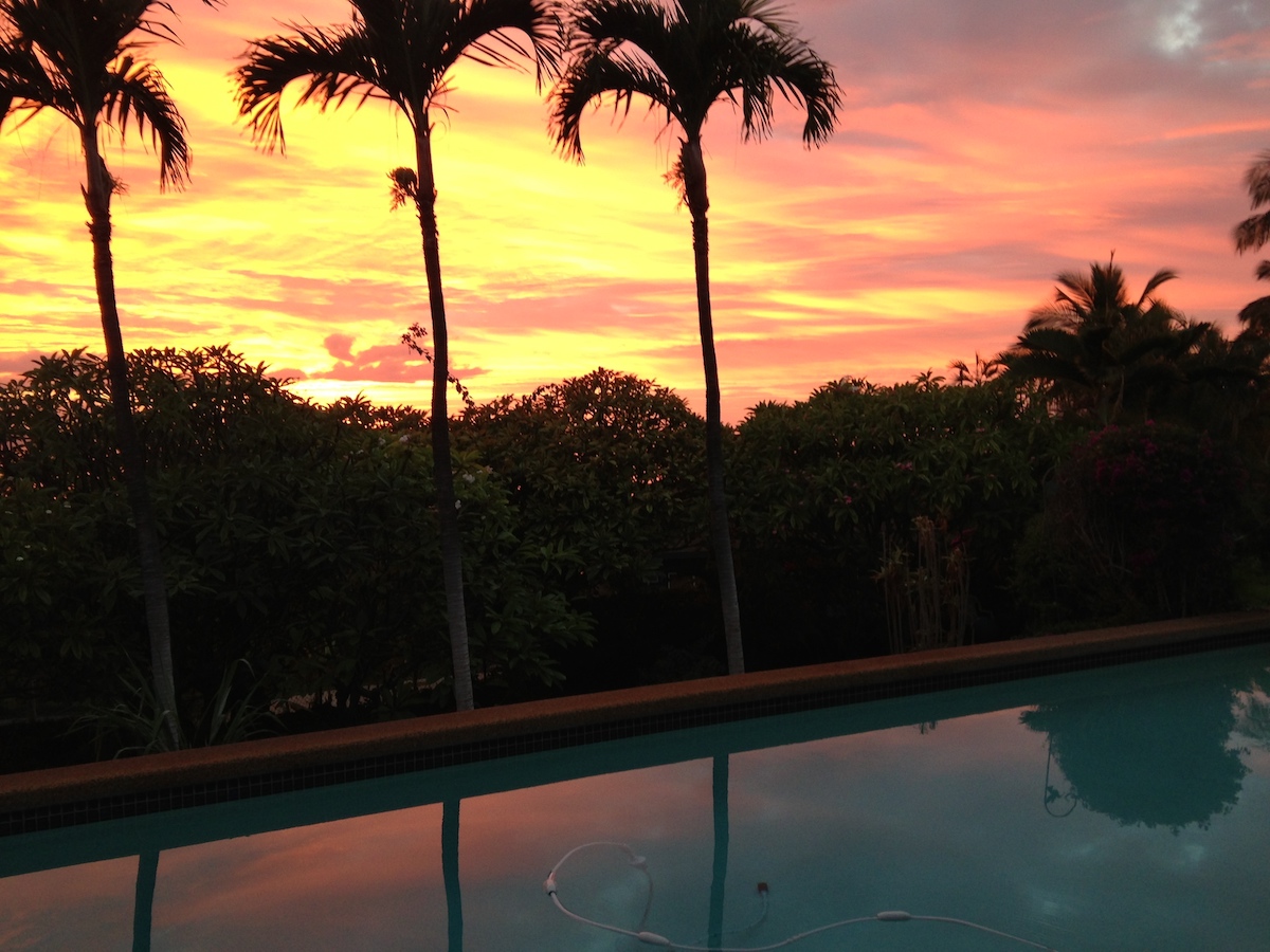 Fiery sunset from the lower pool-deck.