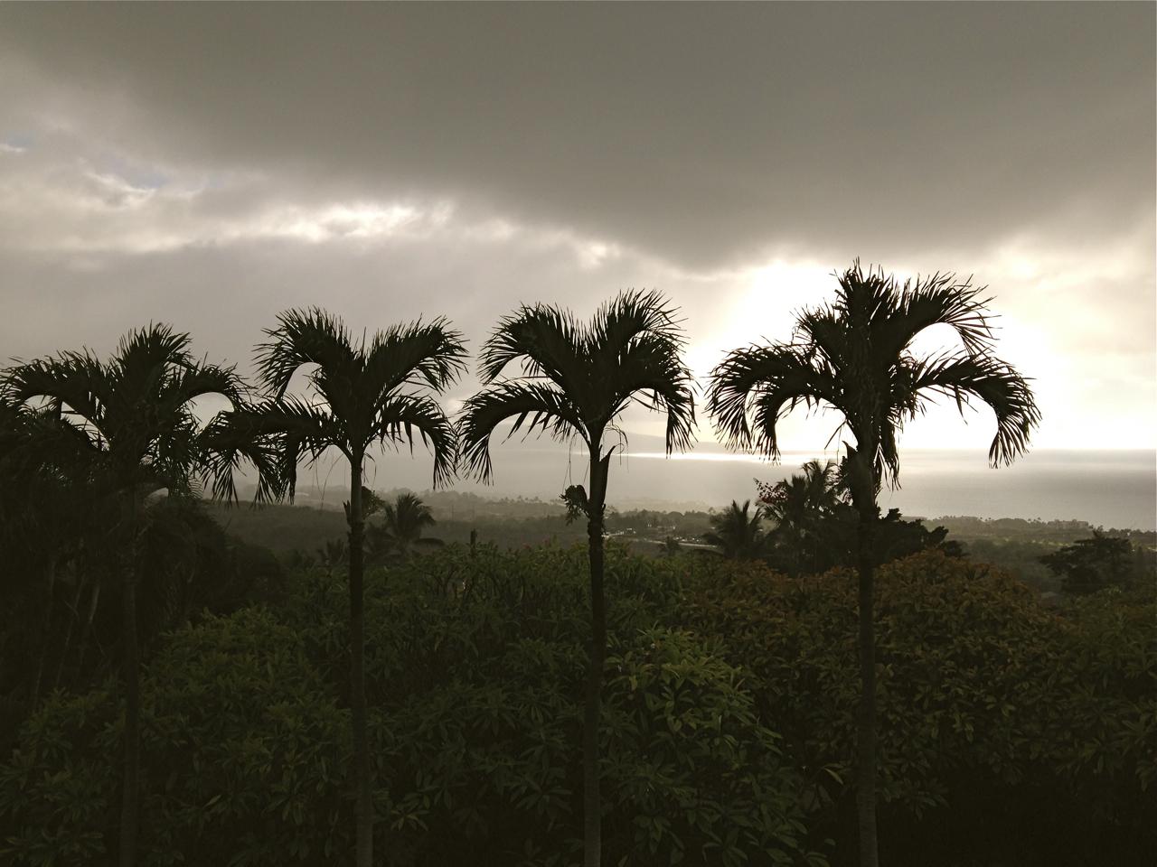 Southwest view with incoming rain.